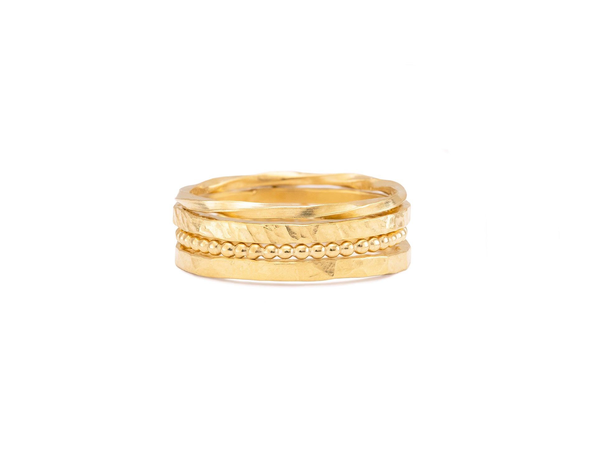 Gold Beaded Stacking Ring