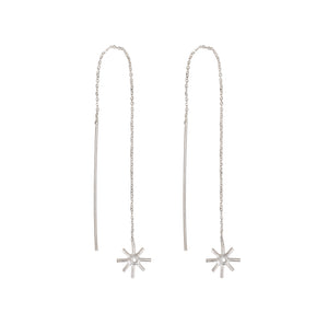 Thread earrings with sun pendant